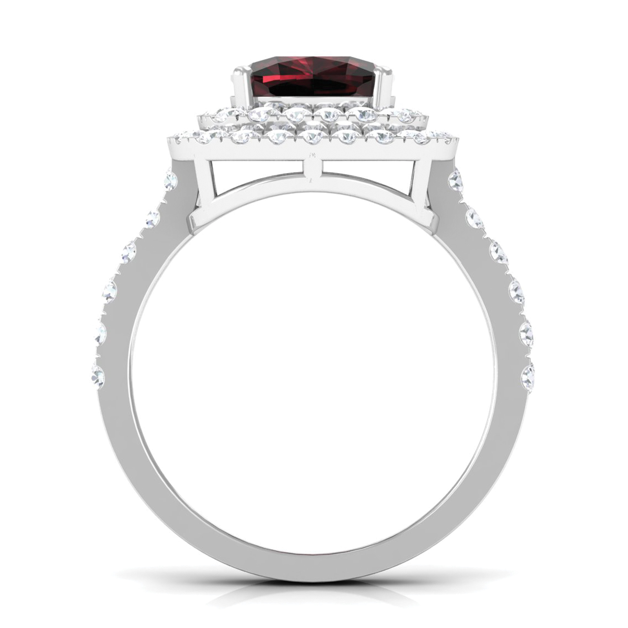 4 CT Garnet Engagement Ring with Double Halo Moissanite, 925 Sterling Silver, US 4.00