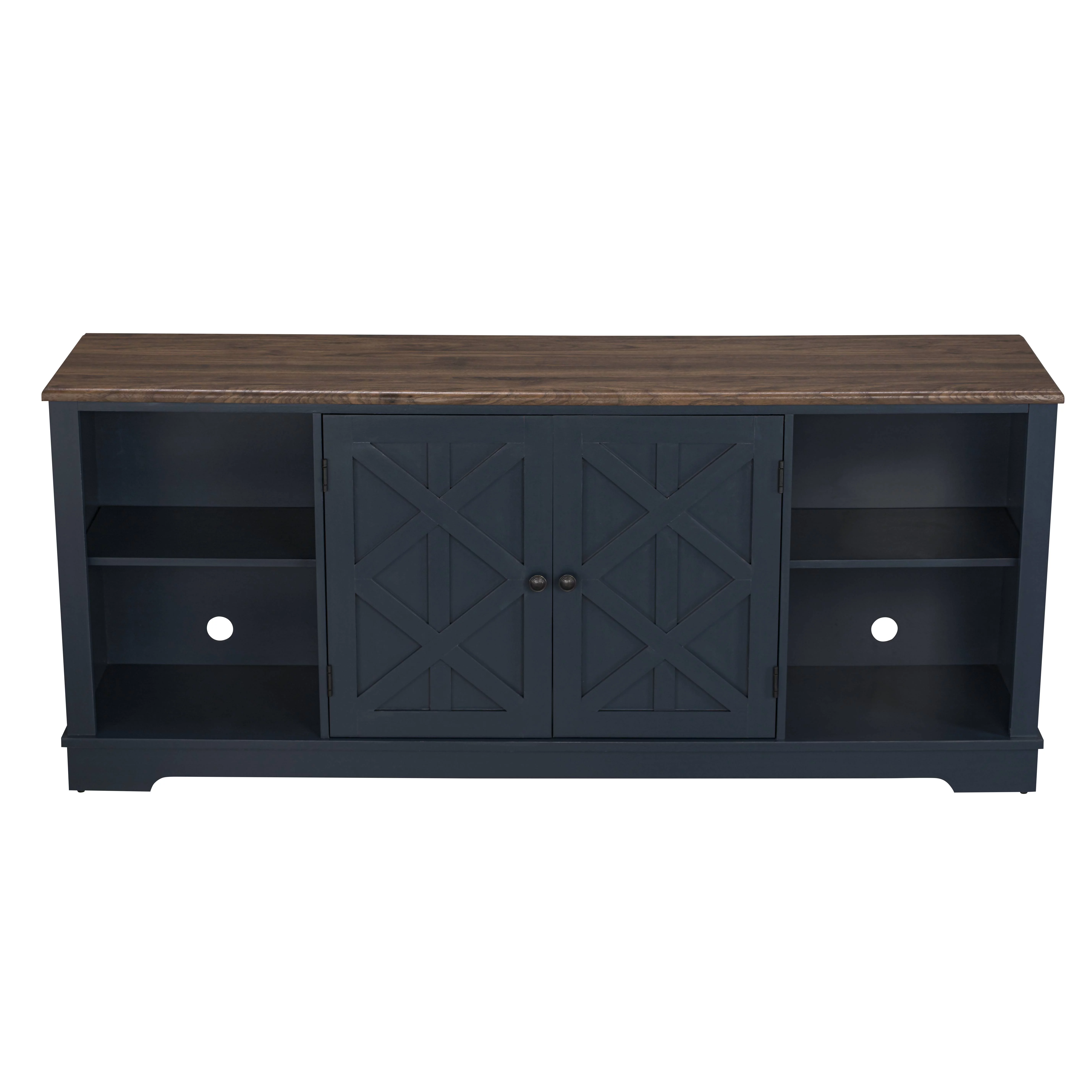 FESTIVO Farmhouse TV Stand Console Entertainment Center w/ adjustable shelves for TVs up to 75" - Navy Bule