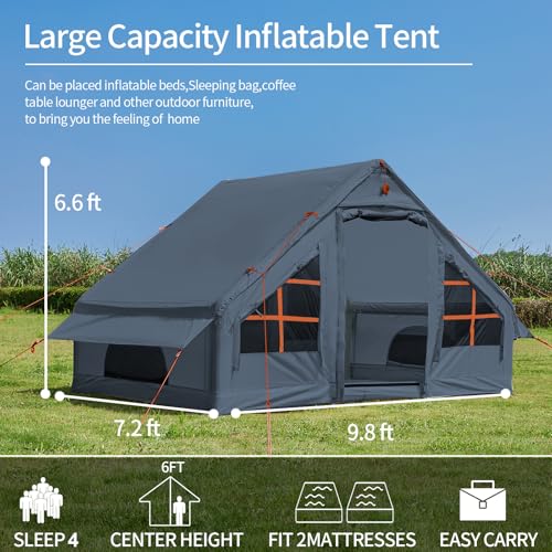 SHANQUAN Inflatable Tent with Pump,4-6 Person Instant Glamping Camping Tents House