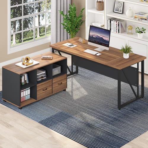 Tribesigns 63 inches Executive Desk and 47" lateral File Cabinet