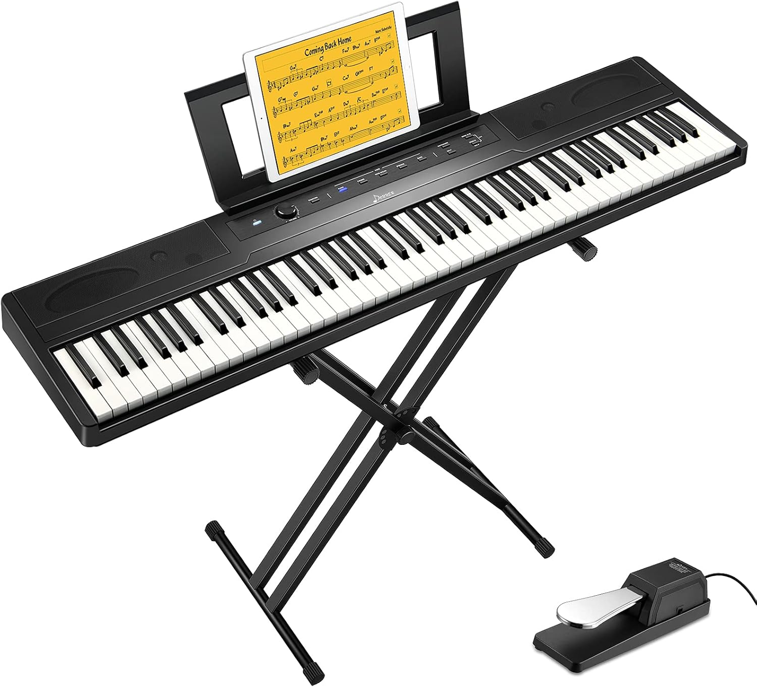 Donner DEP-45 88 Key Semi Weighted Keyboard Portable Digital Piano with Stand, Sustain Pedal, 20W Built in Speakers, 10 Premium Voices