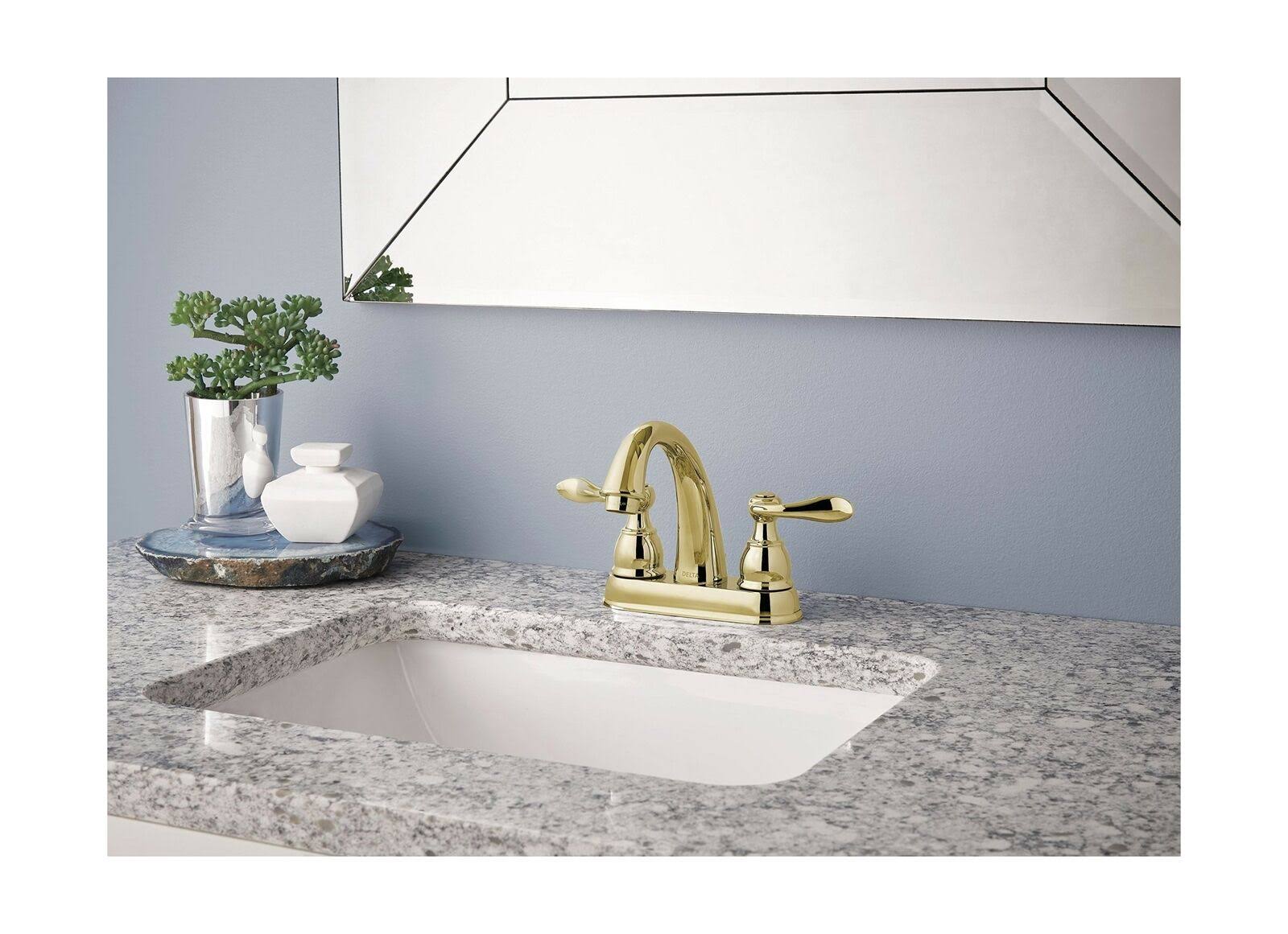 Delta Windemere B2596LF-PB Two Handle Centerset Bathroom Faucet Polished Brass