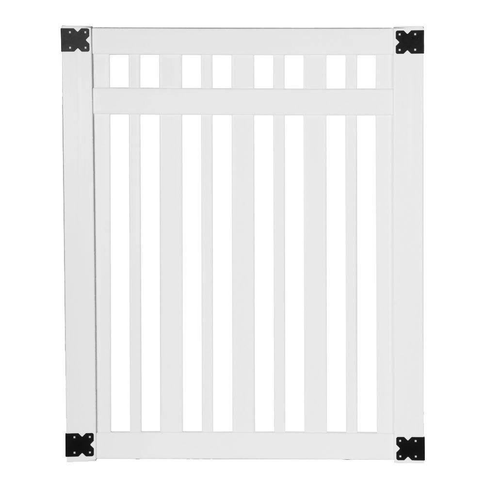 Pro Series Evanston 5 ft. x 4 ft. White Vinyl Spaced Picket Fence Gate