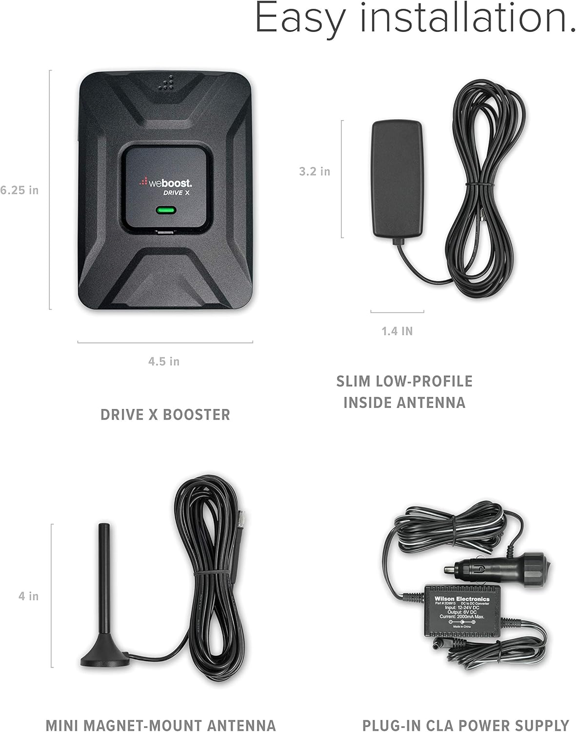 weBoost Drive X - Vehicle Cell Phone Signal Booster | 5G & 4G LTE | Magnetic Roof Antenna | Boosts All U.S. Carriers - Verizon, AT&T