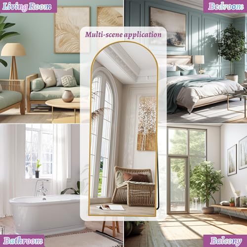 Full Length Mirror, 76"x34" Arched Floor Mirror Freestanding, Floor Standing Full Body Mirror with Stand for Bedroom
