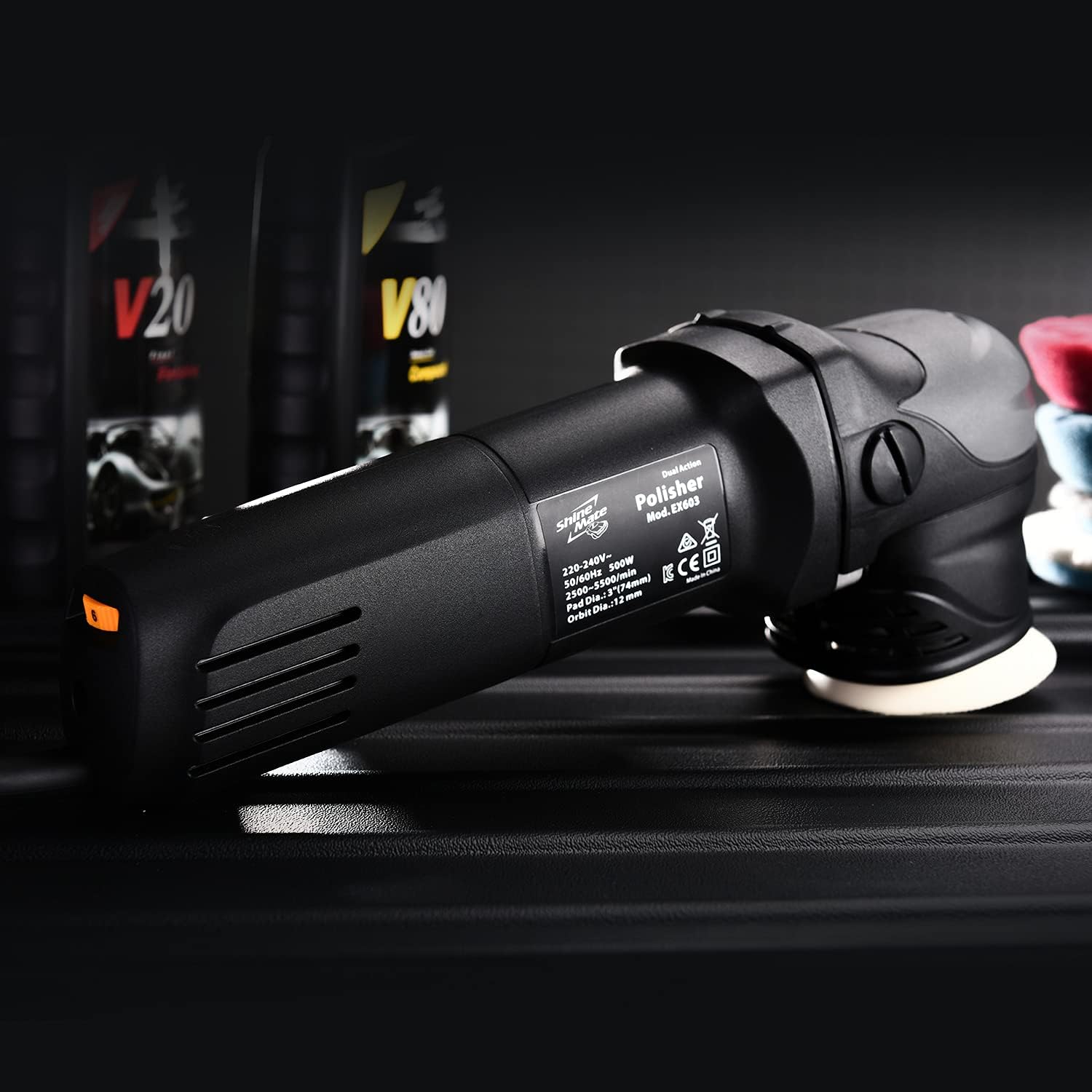 ShineMate Dual Action Polisher for Car Detailing 3 Inch, 500w 12mm Throw Random Orbital Polisher with 6 Variable Speed Setting