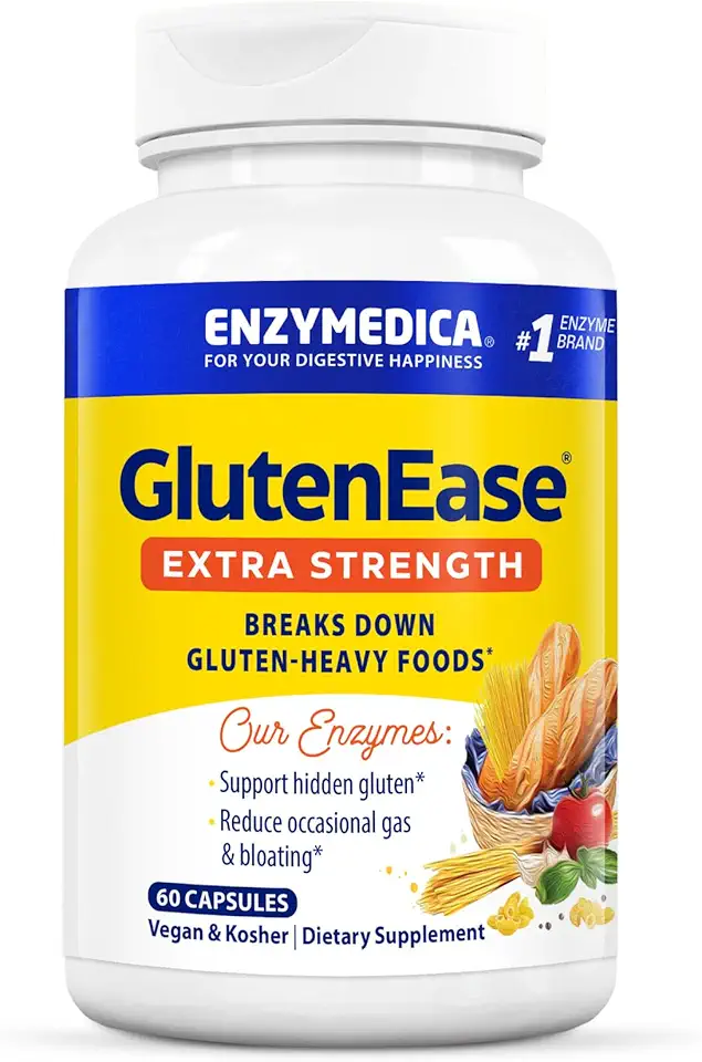 Enzymedica, GlutenEase Extra Strength, Maximum Potency Digestive Enzymes, Supports Gluten & Casein Intolerance, 60 Count - Kansas Nuitrition - HNZSDS