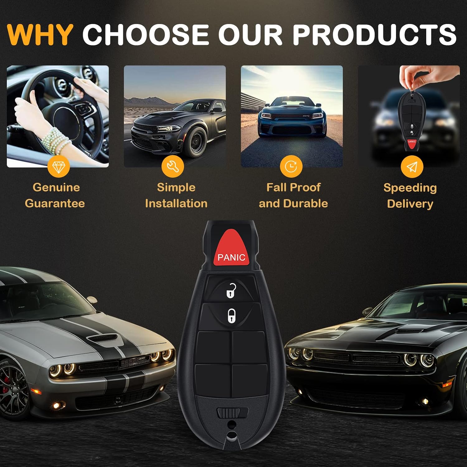 Key Fob Keyless Entry Remote for Town & Country for Charger Durango Grand Caravan Journey Ram 1500 for Grand Cherokee for Challenger Ram 2500 3500