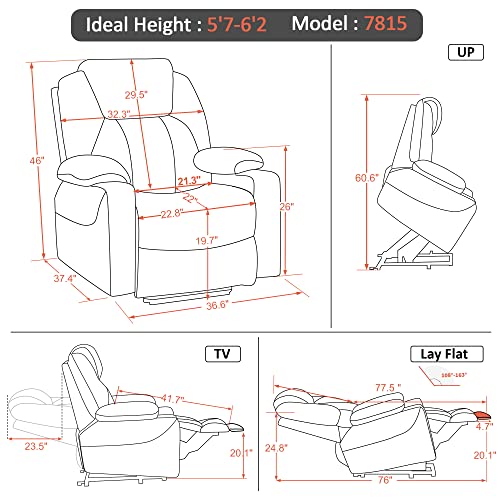 MCombo Dual Motor Large Power Lift Recliner Chair for Elderly, Lay Flat Lift Chair with Heat and Massage, Big Lift Recliner for Tall People