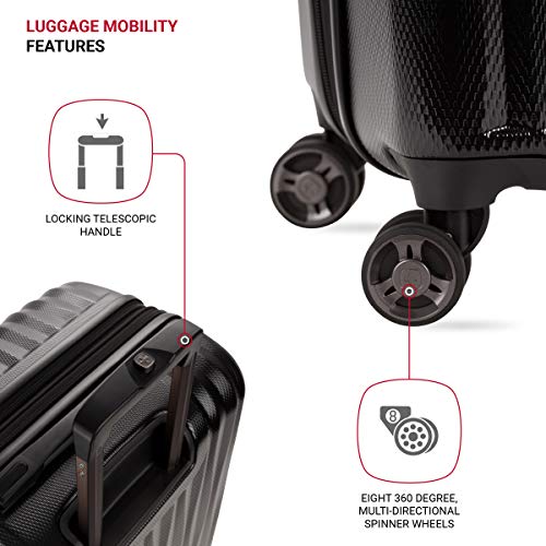 SwissGear 7272 Energie Expandable Hardside Luggage with Spinner Wheels and TSA Lock, Gunmetal, Carry-On 19-Inch
