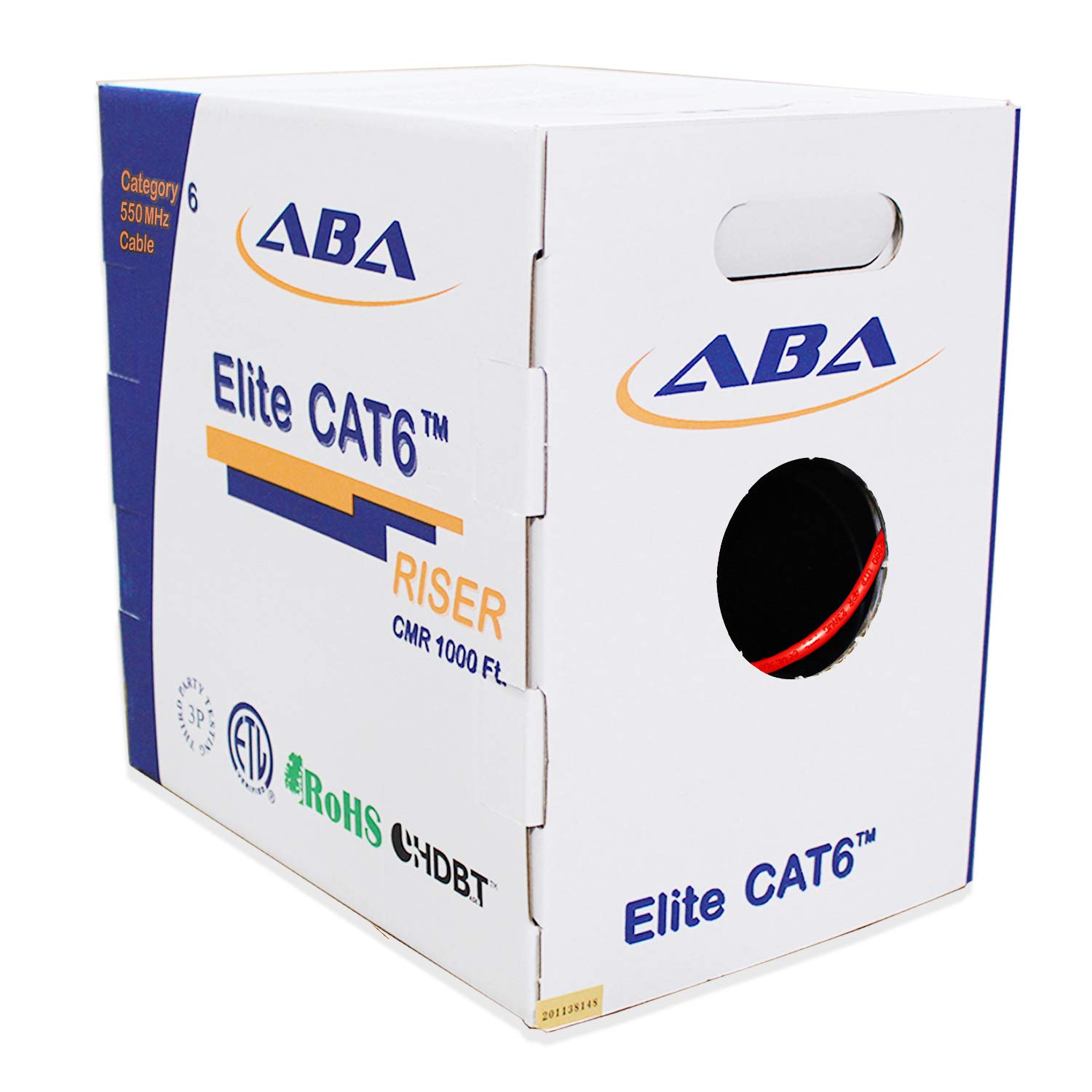 Cat6 Riser (CMR), Ethernet Cable 1000ft, Blue, No Spline, Unshielded Twisted Pair (UTP) 23AWG, Solid Pure Bare Copper, 550MHz, UL Certified