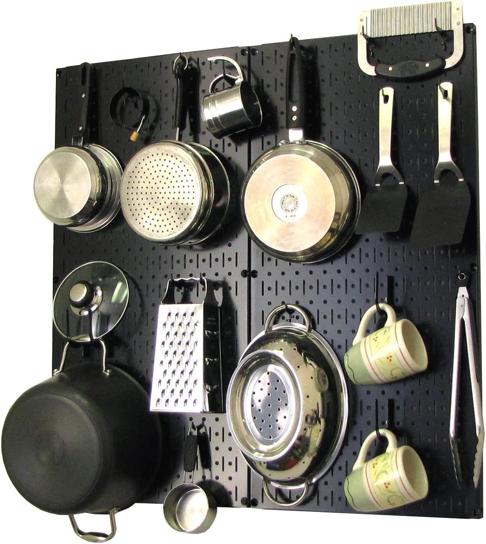 Wall Control Kitchen Pegboard Organizer Pots and Pans Pegboard Pack Storage and Organization Kit with White Pegboard and White Accessories Pack of 2