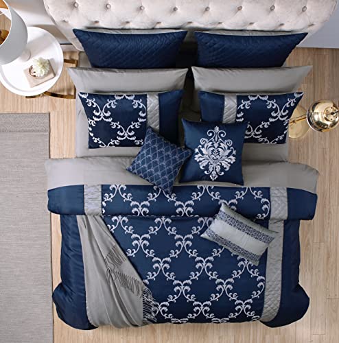 Riverbrook Home 100% Polyester Comforter Set, Queen, Hillcrest - Ivory/Gold, 9 Piece Set
