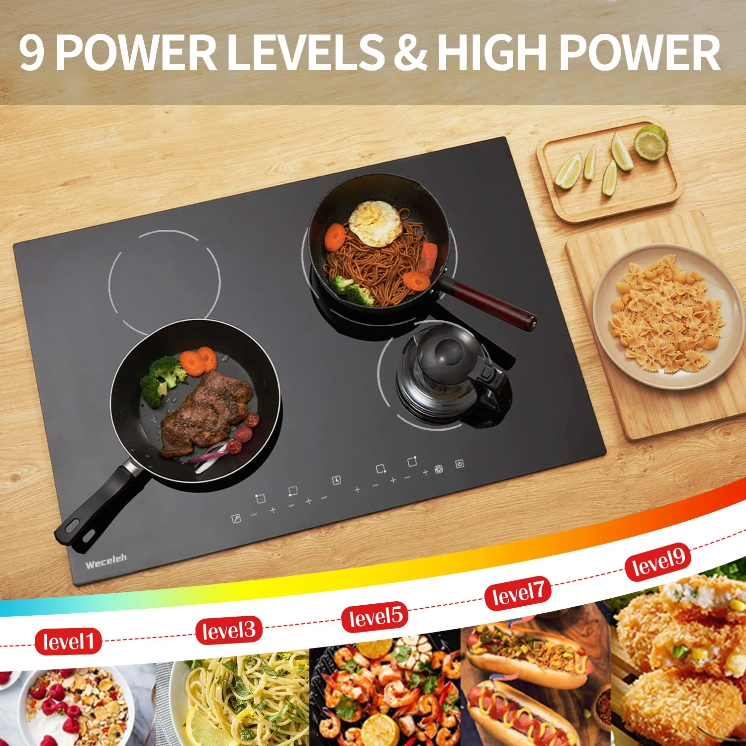 Weceleh 30" Electric Cooktop,4 Burners Built in Ceramic Stove,Electric Stove Top 6400W