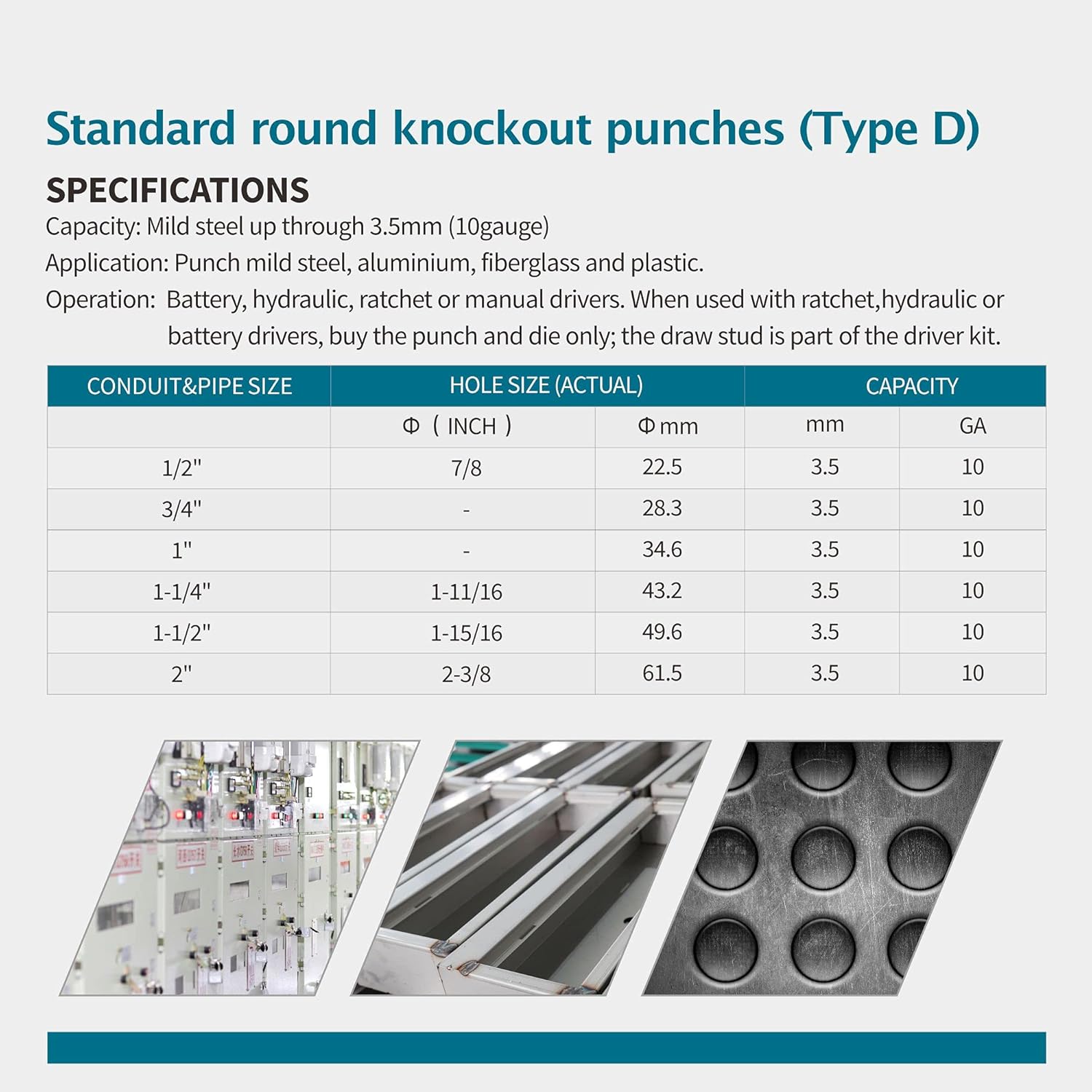 AMZCNC Hydraulic Knockout Punch Electrical Conduit Hole Cutter Set KO Tool Kit 1/2 to 2 inch (8T(1/2-2))