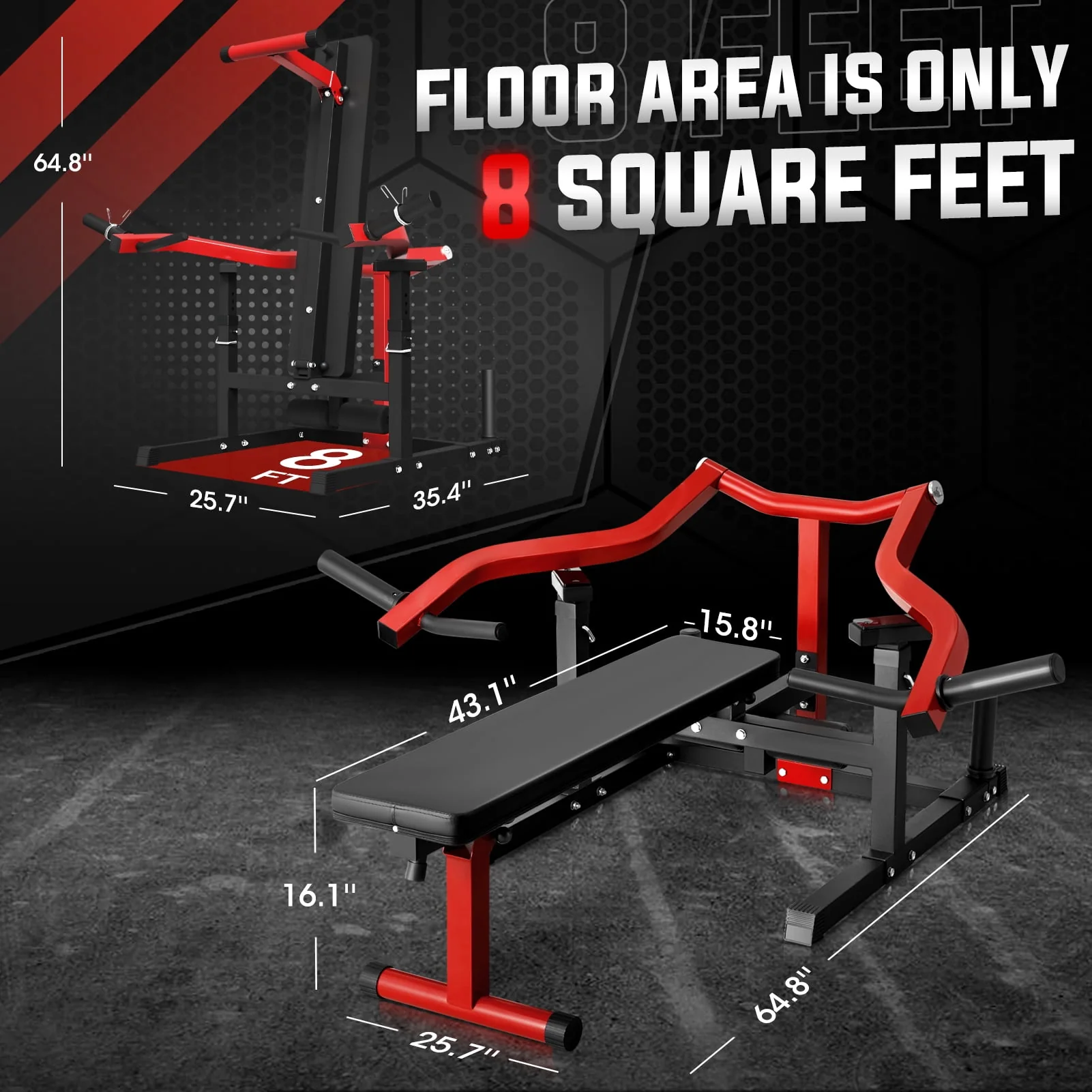 Syedee Chest Press Machine, 1250LBS Capacity with Independent Converging Arms, Adjustable Flat Incline Bench for Home Gym