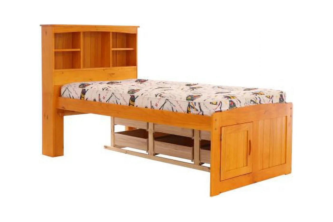 Discovery World Furniture - Full Size Bed Frame with Headboard Bookcase Captain Bed with 6 Drawers, Full Size Bed with Storage, Charcoal