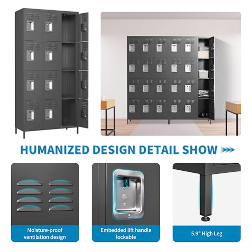 6 Doors Metal Lockers for Employees 72" H Storage Cabinet Lockable Locker with Shelves Steel Storage Locker for Gym School Office Home Requires