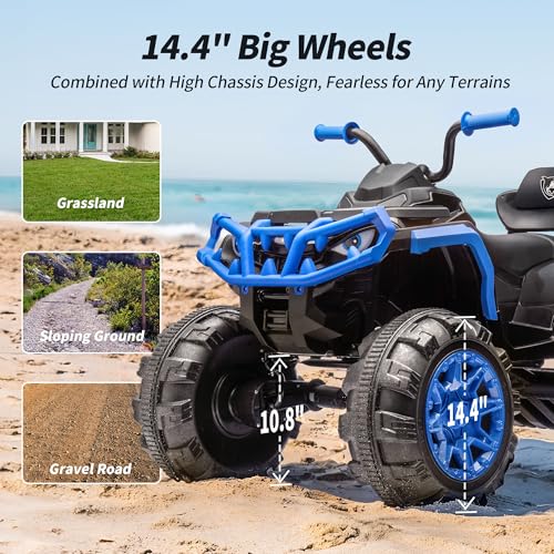 Shark Kids ATV 4 Wheeler, 24V 4WD Electric ATV Ride On Toy for Big Kids, 4X200W Motor, 5.6Mph Max Speed - Green