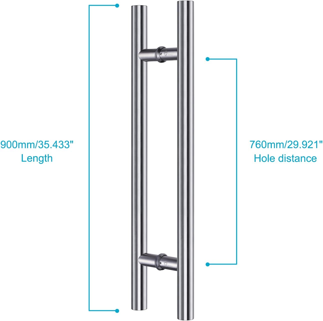 TOGU TG-6012 36 inches Solid Standoffs Heavy-duty Commercial Grade-304 Stainless Steel Push Pull Door Handle/Barn Door Pull Handle/ Glass Pulls