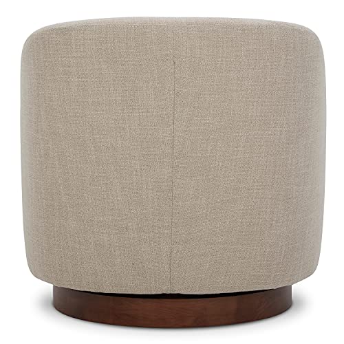 CHITA Swivel Accent Chair, FSC Certified Upholstered Fabric Barrel Chair for Living Room, Fully Assembled, Flax Beige