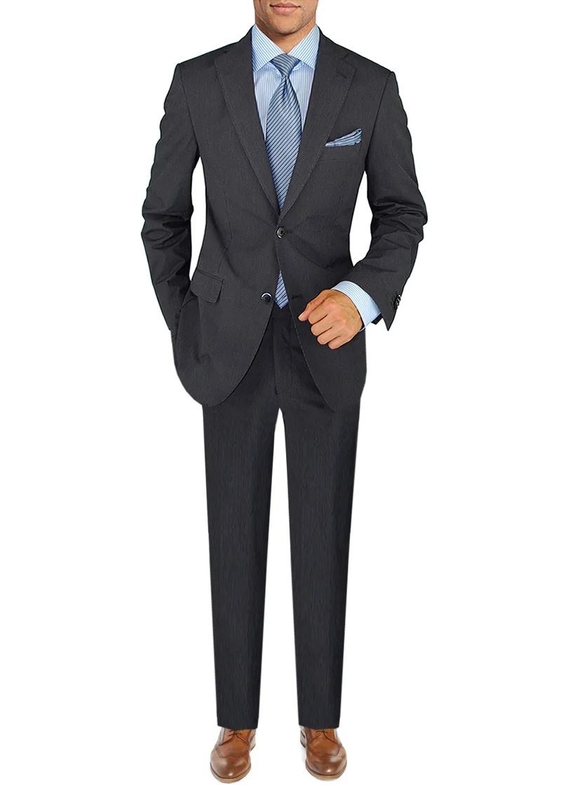 DTI BB Signature Italian Mens Two Button Suit Set 2 Piece Trim Fit Jacket Pant