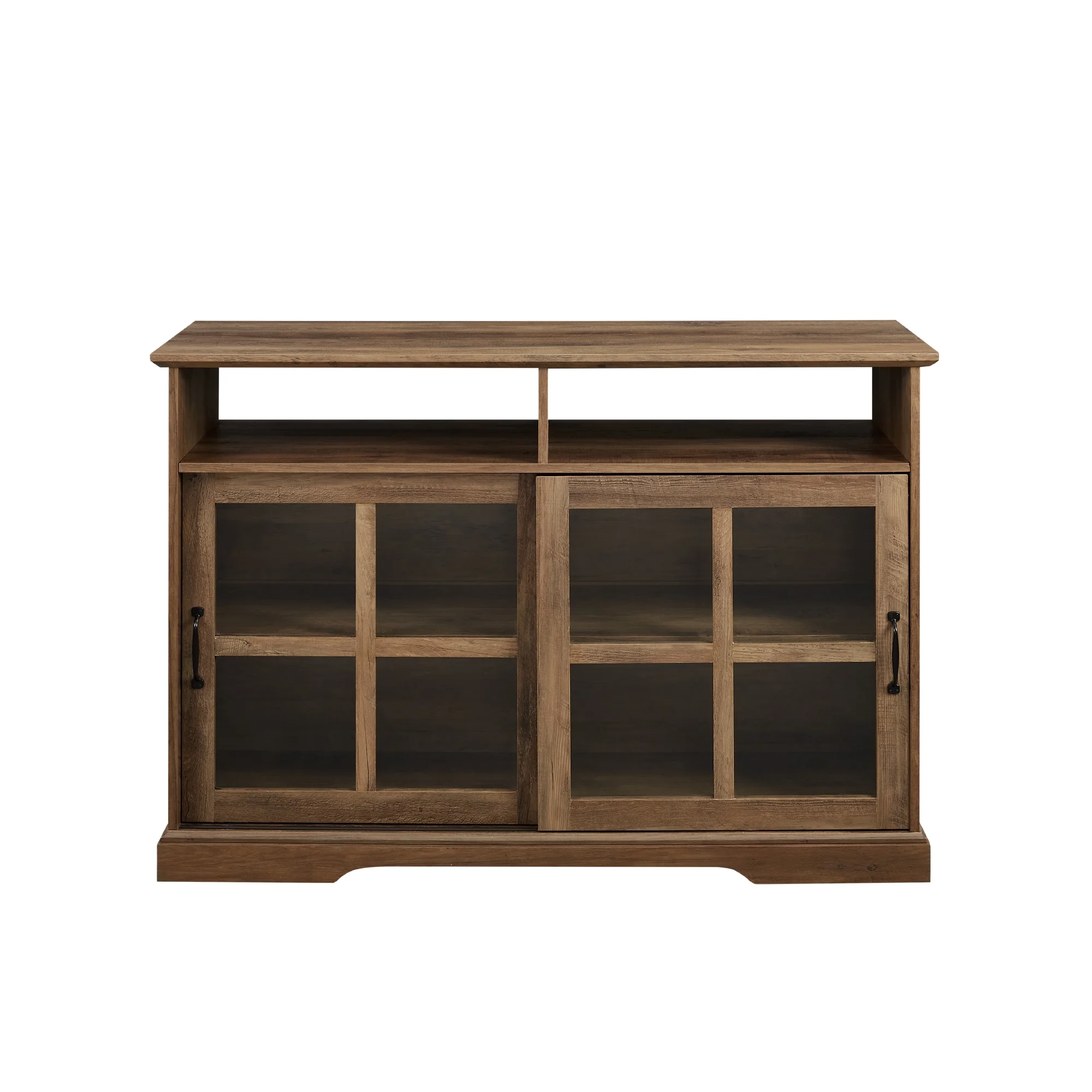Walker Edison Farmhouse Sliding Glass Door TV Stand, Barnwood