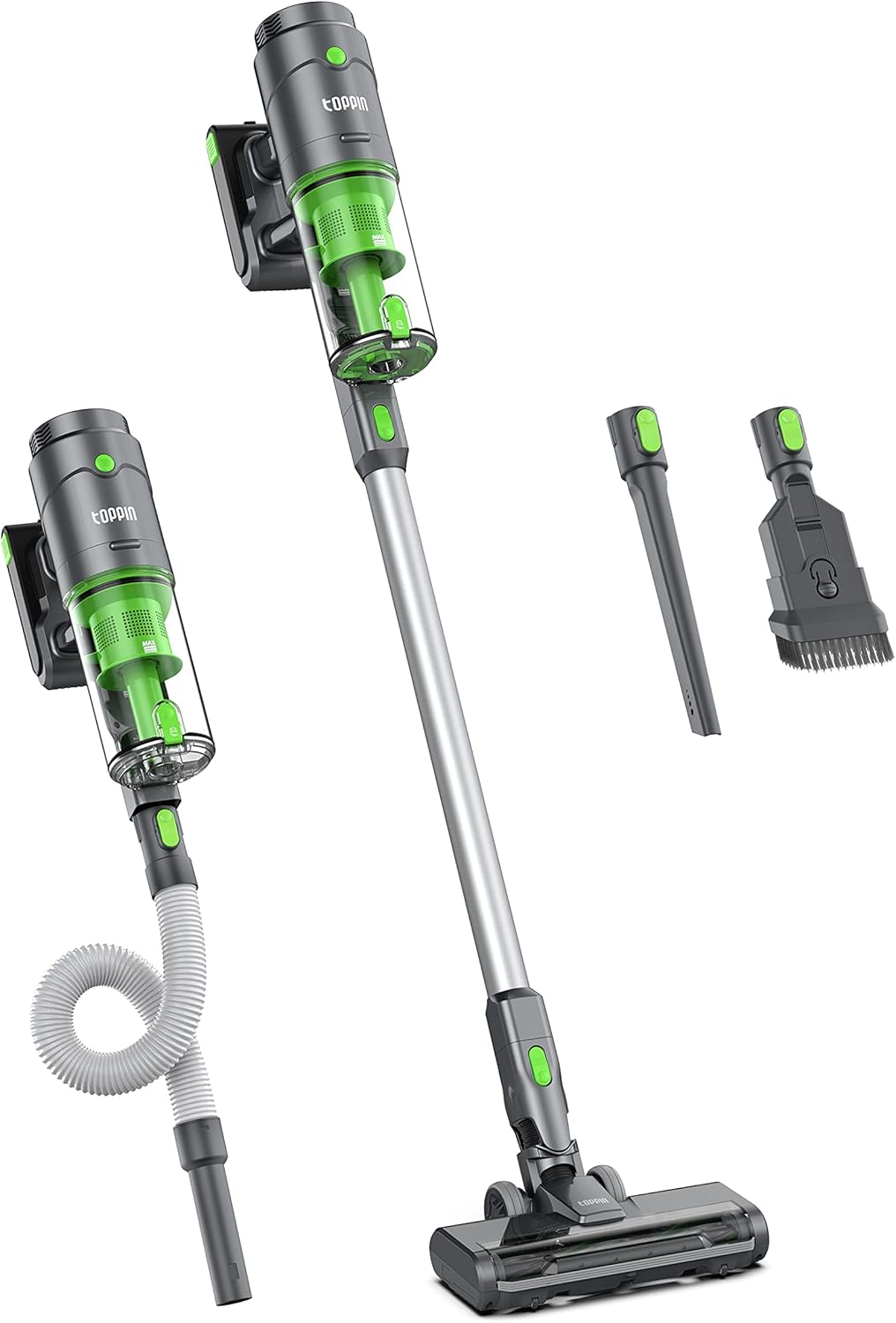 TOPPIN Cordless Stick Vacuum Cleaner - Perfect for Deep Clean Pet Hair, 24kPa Strong Suction, 40min Runtime