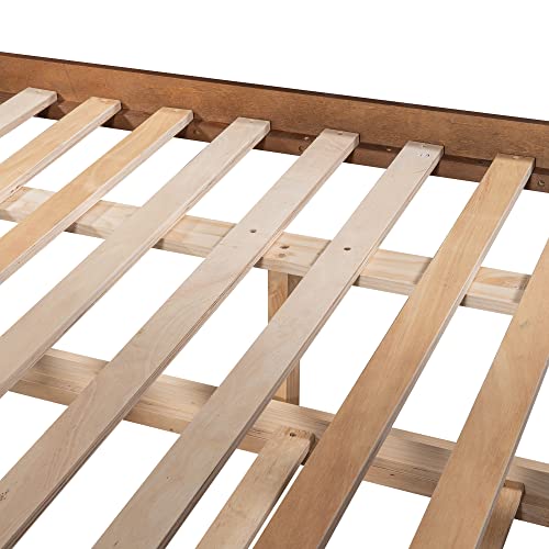 SOFTSEA Twin Over Full Bunk Bed with Slide, Solid Wood Bunk Beds with Stairs for Kids