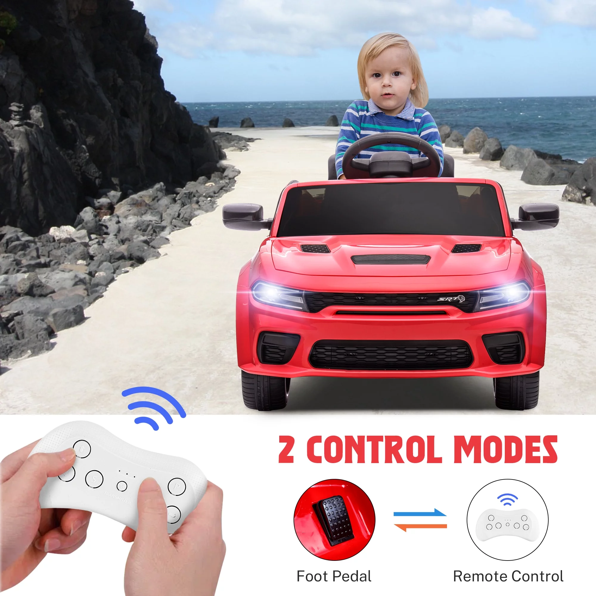 Dodge Charger Electric Ride on Car Toys for Girls, 12V Battery Powered Ride On Toys with Parent Remote Control