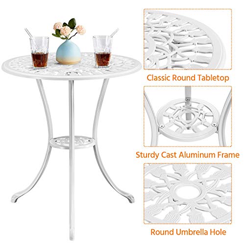 Yaheetech Patio Bistro Sets 3 Piece Cast Aluminum Bistro Table and Chairs Set
