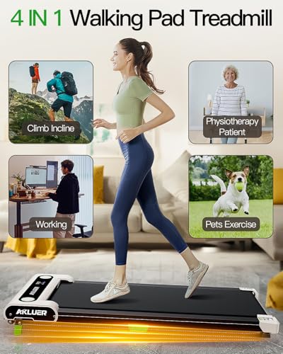 Walking Pad with Incline, Under Desk Treadmill for Home, 2.5HP Portable Treadmills with Remote Control, 4 in 1 Incline Treadmill with LED Display