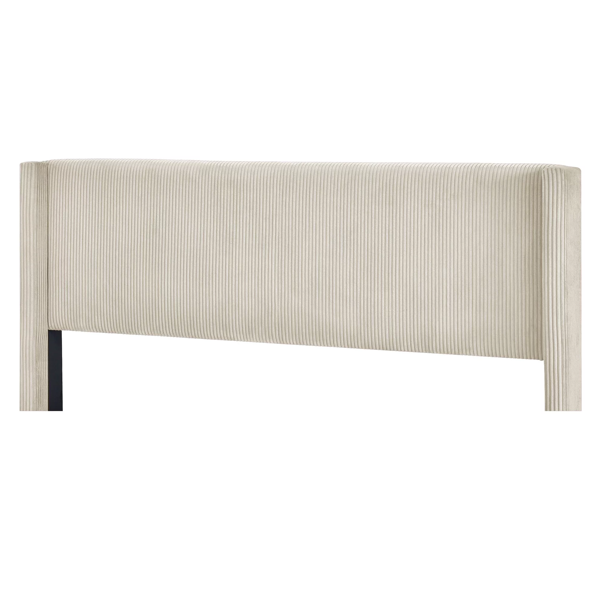 Morden Corduroy Upholstered Queen Bed Frame with Upholstered Headboard No Box Spring Needed Wood Low Profile Platform Bed with Metal Legs