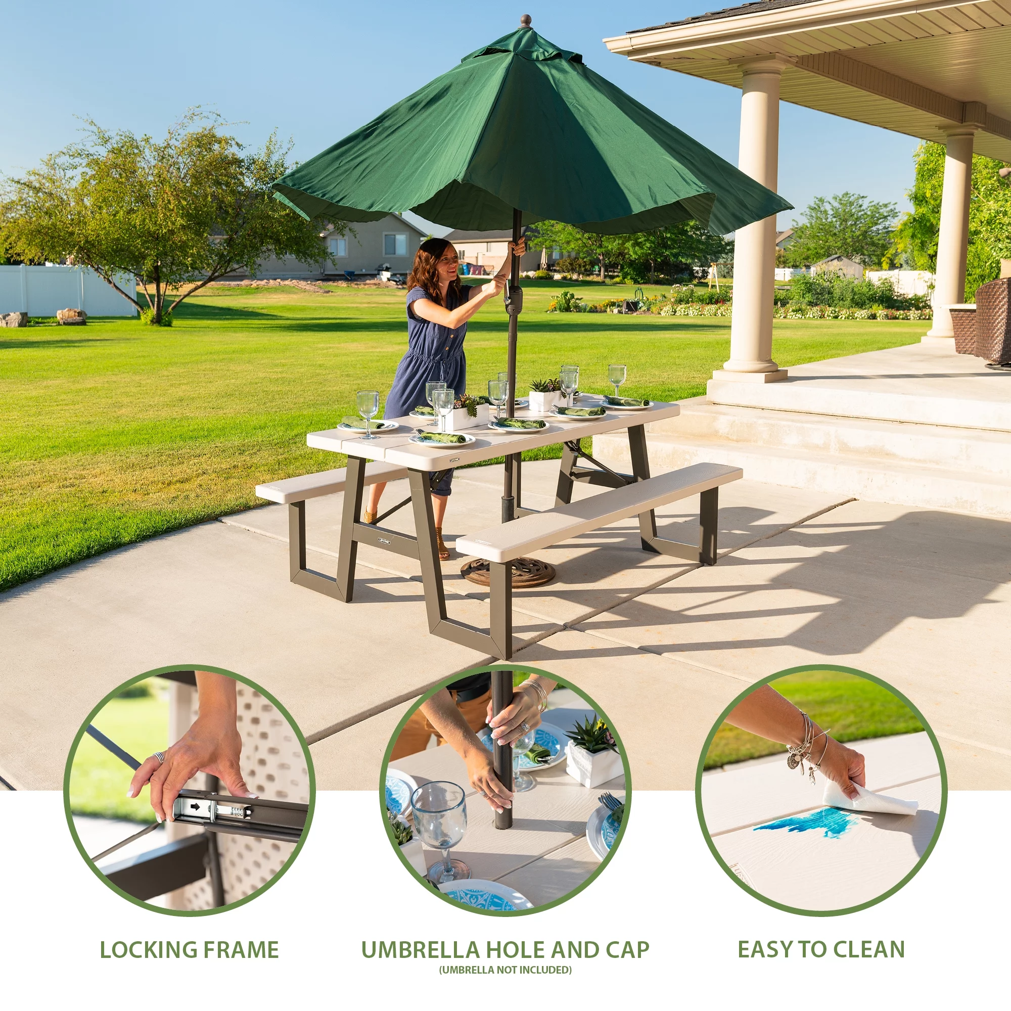 Lifetime 6-Foot W-Frame Desert Sand - HDPE Folding Picnic Table (60364)