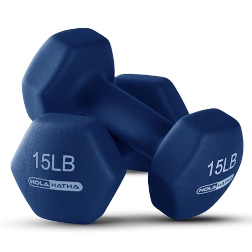 HolaHatha Neoprene Dumbbell Free Hand Weight Set with Rack, Ideal for Home Exercises to Gain Tone and Definition