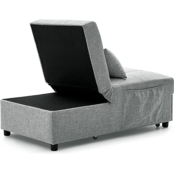 4-in-1 Sleeper Sofa Bed, HABITRIO Solid Wood Frame Polyester Upholstered Seating Couch w/A Pillow, Work As Ottoman, Single Chair