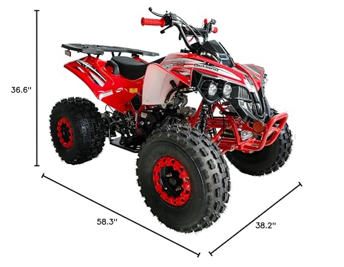 HHH Youth and Adult 125cc ATV Vitacci Outlander Fully Automatic with Reverse Double Headlights Led Gas 4 Wheeler ATVs Quads Big 19/18 inch Tires