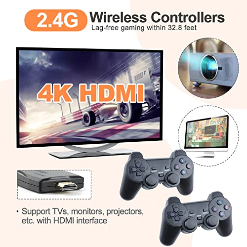 Wireless Retro Game Console, Retro Game Stick with Built-in 9 Emulators, 20,000+ Games, 4k Hdmi Output, and 2.4GHz Wireless Controller