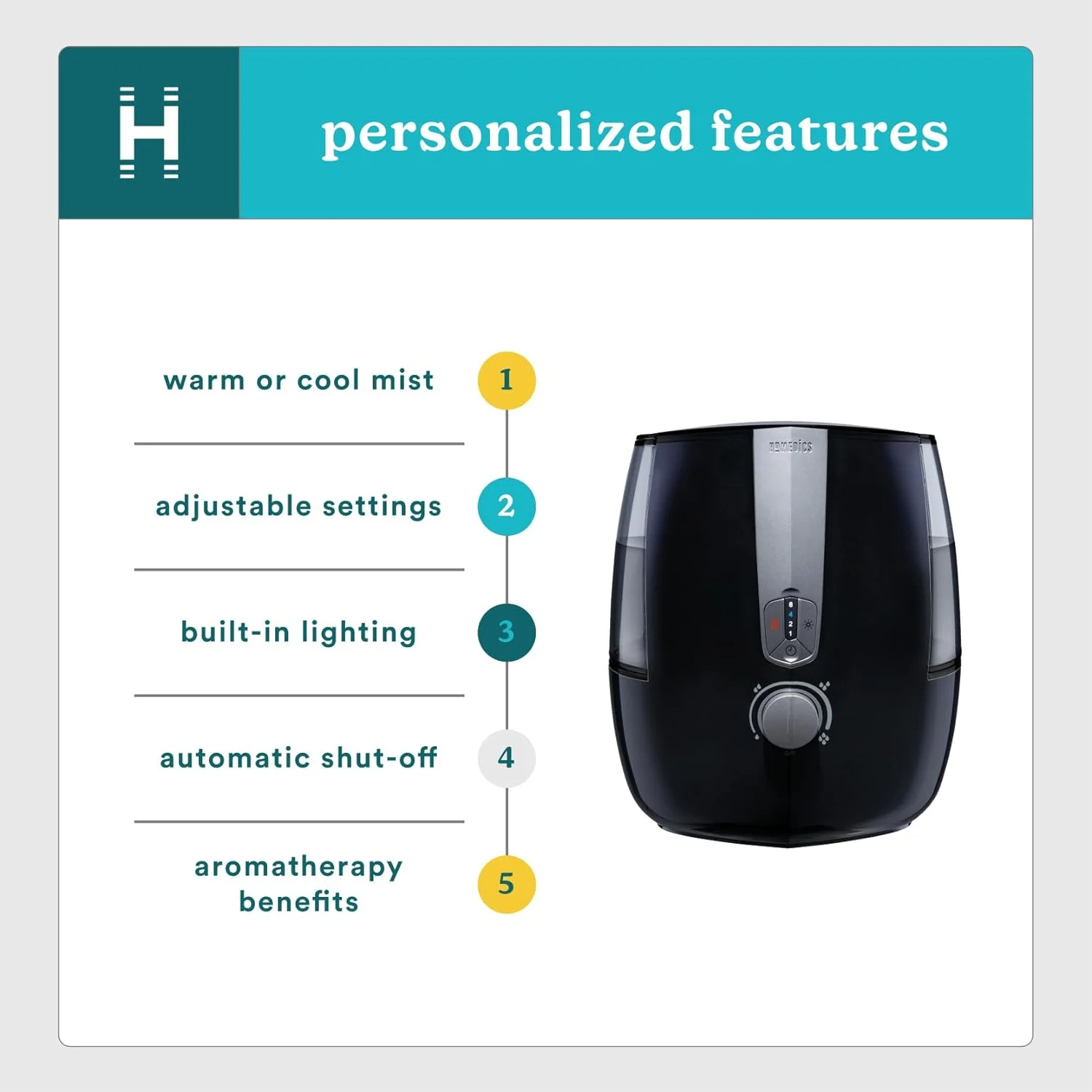 Homedics TotalComfort Plus Ultrasonic Air Humidifier, 5.3L Water Tank with Warm and Cool Mist for Home, Office, Nursery, Dorm