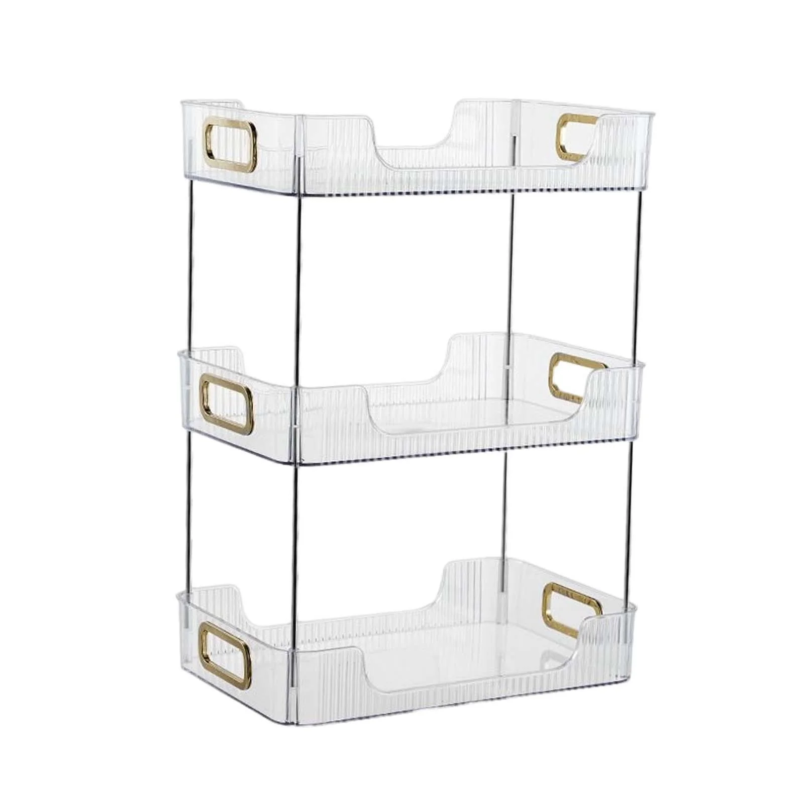 3 Tier Countertop Organizer Corner Shelf Rack Multifunctional Counter Vanity Tray Organizer Shelf, with Handles Container for Bathroom