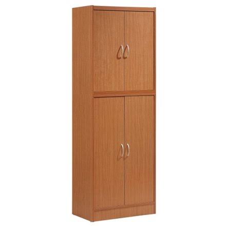 Hodedah 4-Door Kitchen Pantry with 4-Shelves, Cherry, Red