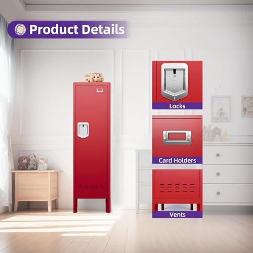 Metal Locker with 5 Doors,Lockers for Employees,66'' Steel Storage Locker for School,Gym, Office, Office,Garage