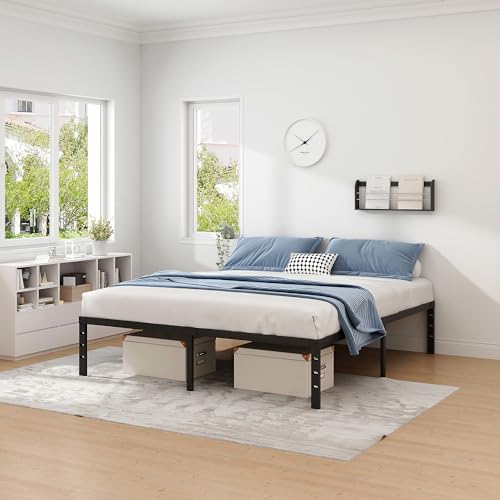 Metal Bed Frame-Simple and Atmospheric Metal Platform Bed Frame, Storage Space Under The Bed Heavy Duty Frame Bed, Sturdy Queen Size Bed Frame