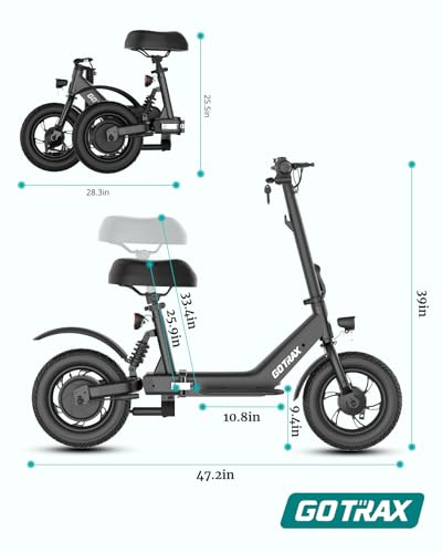Gotrax A5 Electric Scooter w/Seat for 13+, 12" Pneumatic Tire, Max 15.5 Miles &15.5 Mph Power by 400W Motor, Dual Rear Shock Absorber &Dual Brake