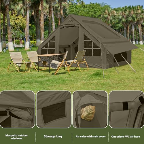 SHANQUAN Inflatable Tent with Pump,4-6 Person Instant Glamping Camping Tents House