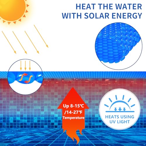 Evoio Solar Pool Covers, 12 x 24 Foot Solar Pool Blankets for Inground Above Ground Rectangular Swimming Pools