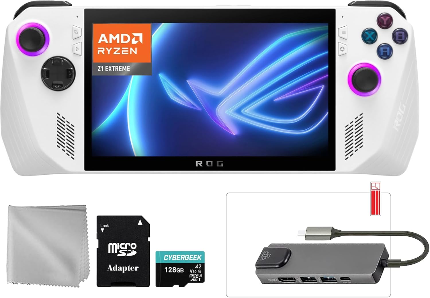 ASUS ROG Ally 512GB Gaming Handheld 7-inch Touchscreen 120Hz FHD 1080p AMD Ryzen Z1 Extreme Processor, Mytrix Hub, 128GB MicroSD Card