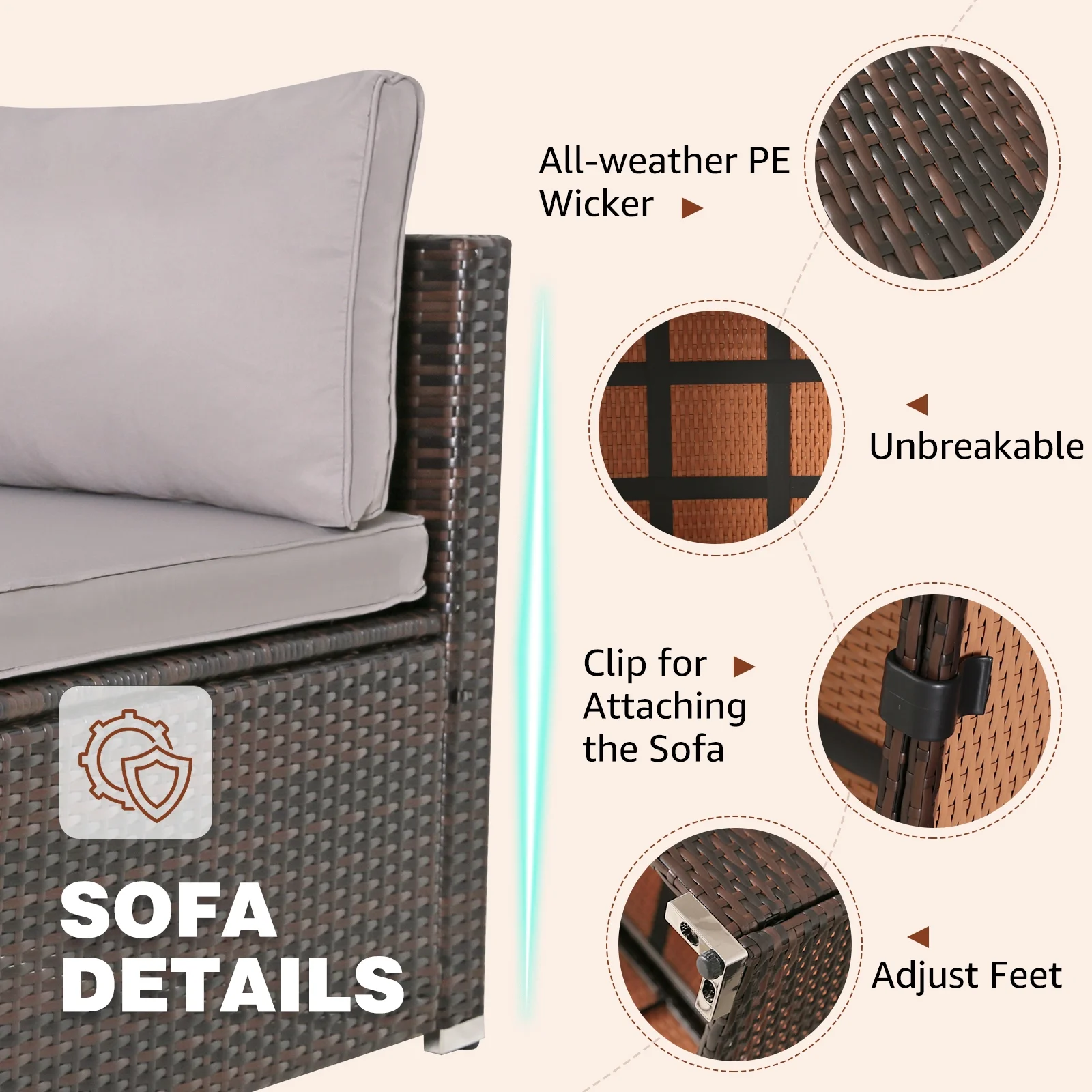 FHFO 7 Pieces Patio Furniture Set,Wicker Outdoor Conversation Set