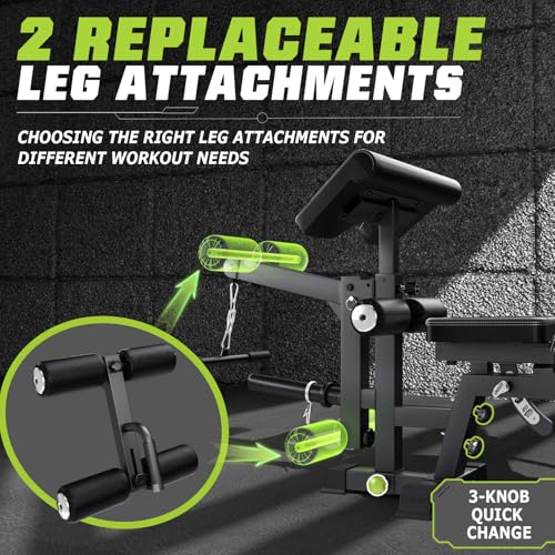 Weight Bench, Workout Bench for Home Gym with 1200 LBS Capacity, Adjustable Weight Bench with Heavy Duty Leg Extension and Preacher Pad