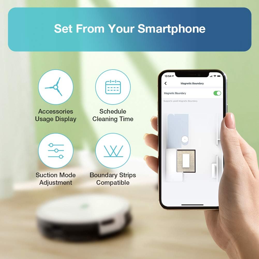 yeedi k650 Robot Vacuum, 2000Pa Wi-Fi Robotic Vacuum Cleaner with 800ML Big Dustbin and Tangle-Free Brush, Perfect for Pet Hair, Carpets, Hard Floor
